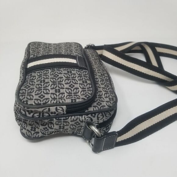 Canvas like crossbody Fossil bag. Black, Off white. - Picture 8 of 15